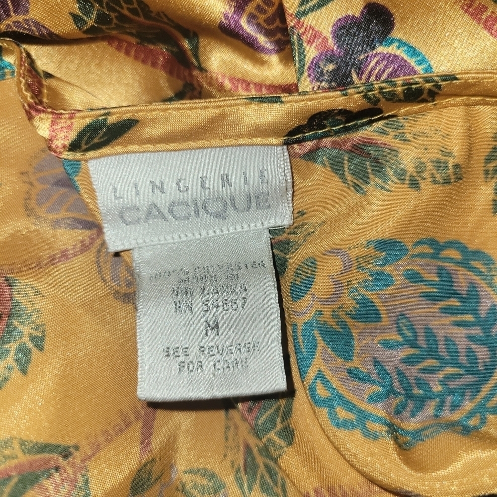 Lingerie Cacique Night Shirt M Gold Floral - Picture 2 of 2